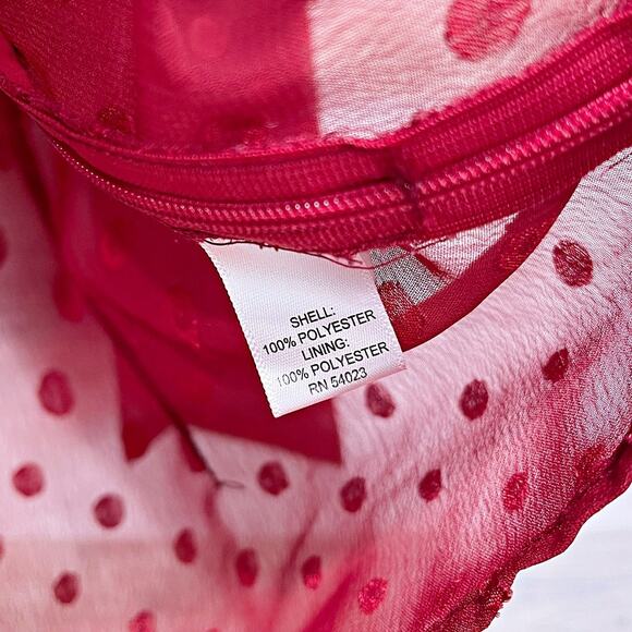 BANANA REPUBLIC Sheer Embroidered Dot Tie Neck Blouse Red Sleeveless Womens 0 - Picture 5 of 5